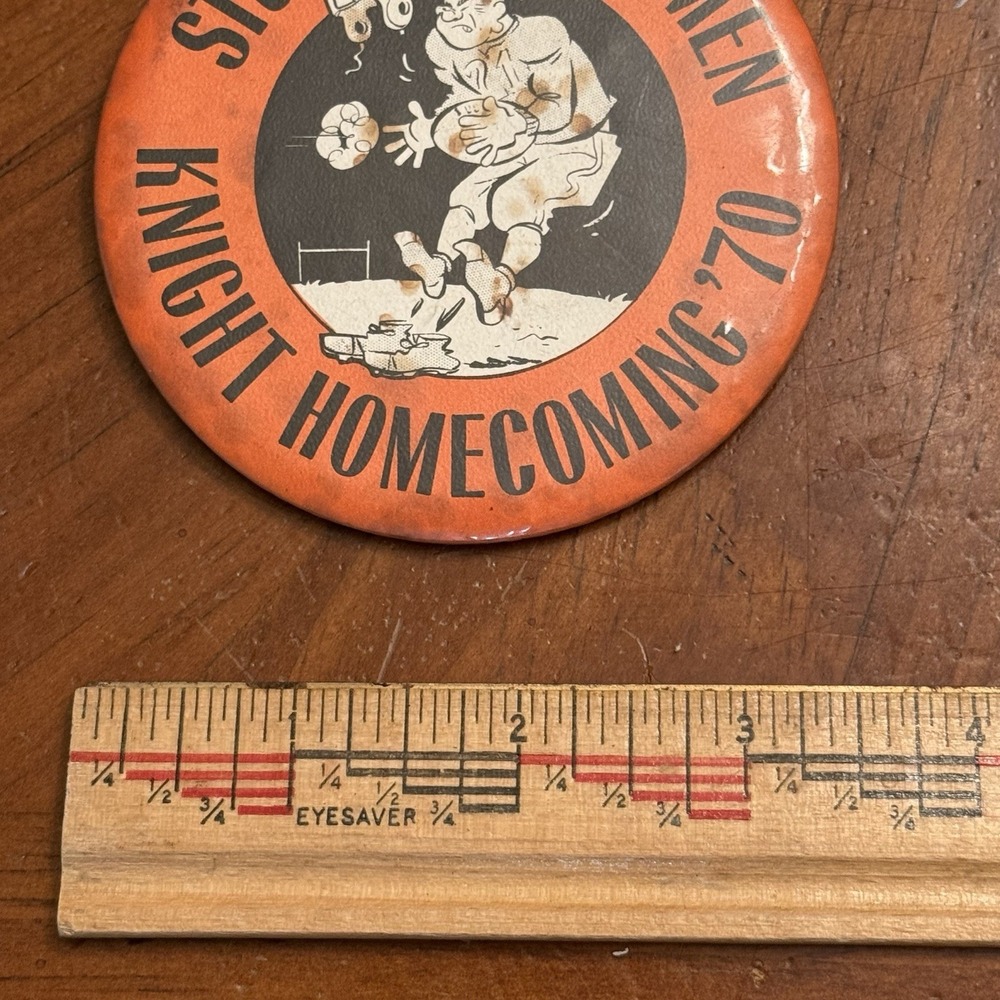 Stun The Statesmen Knight Homecoming '70 VTG Pinback Button Pin Round Circle - Picture 2 of 3